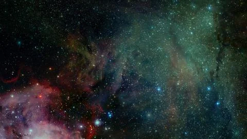 Green cosmic background. Elements of this image furnished by NASA Foto stock