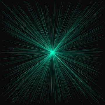 Green cosmic explosion with bright rays in dark space background Stock Illustration