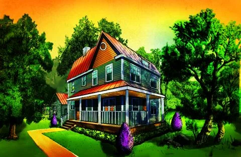 GREEN COTTAGE Stock Illustration