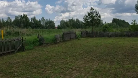 Green courtyard in a small village Stock Footage 310794404