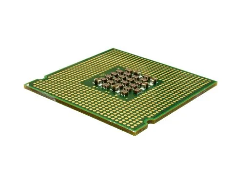 Green CPU processor chip isolated on white background Stock Photos