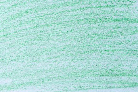 Green Crayon Scribbles Texture on White Paper Stock Photos