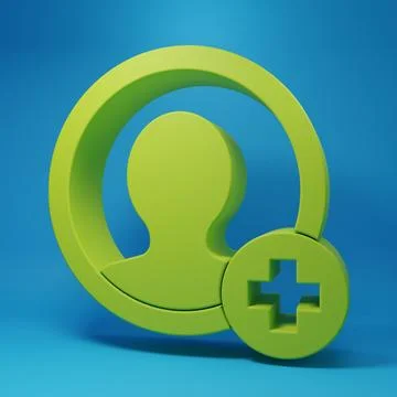 Green Create account screen icon isolated on blue background. Minimalism co.. Stock Illustration