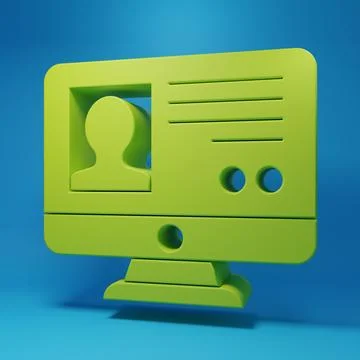 Green Create account screen icon isolated on blue background. Minimalism co.. Stock Illustration