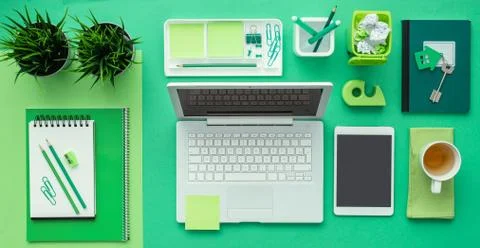 Green creative desktop Stock Photos