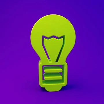 Green Creative lamp light idea icon isolated on purple-blue background. Con.. Stockillustratie