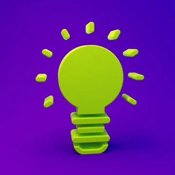 Green Creative lamp light idea icon isolated on purple-blue background. Con.. Stock Illustration