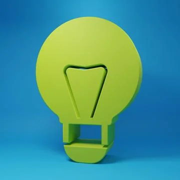 Green Creative lamp light idea icon isolated on blue background. Concept id.. Stock Illustration