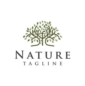 Green Creative Oak Tree Logo organic ecology Origin Design Symbol Illustration.	 Stock Illustration