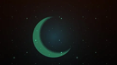 Green crescent moon in night sky. Stock Footage 335112538