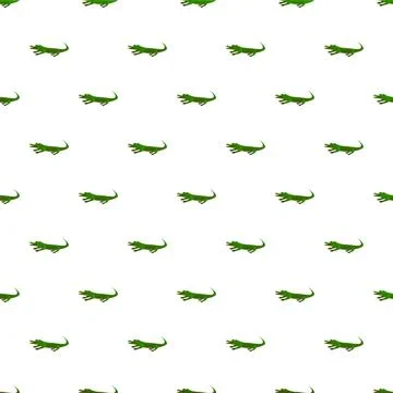 Green crocodile animal seamless pattern on white background Stock Illustration