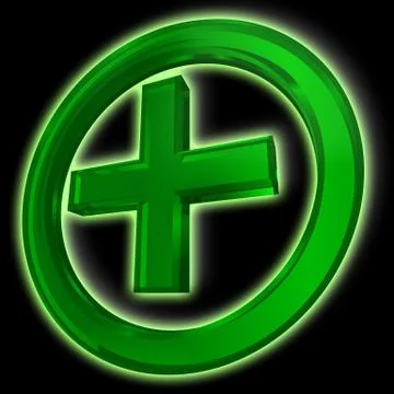 Green cross in circle on black background Stock Illustration