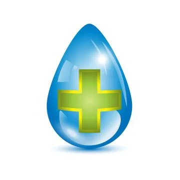 Green cross in a drop Stock Illustration