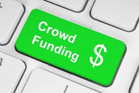 Green crowd funding button Stock Photos