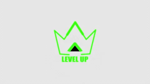 A green crown level up badge on a black background. Stock Footage 337080940