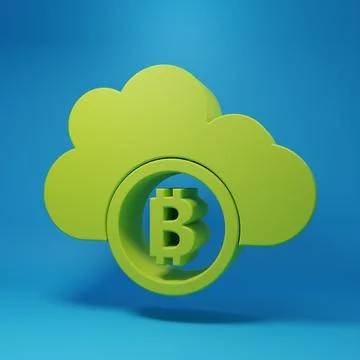 Green Cryptocurrency cloud mining icon isolated on blue background. Blockch.. 스톡 일러스트