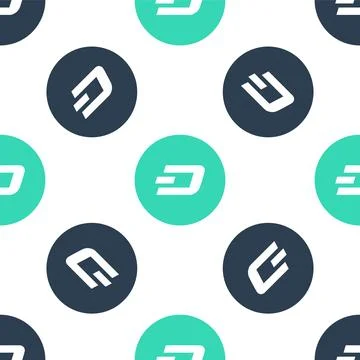 Green Cryptocurrency coin Dash icon isolated seamless pattern on white Stock Illustration