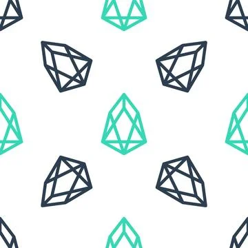 Green Cryptocurrency coin EOS icon isolated seamless pattern on white background Stock Illustration