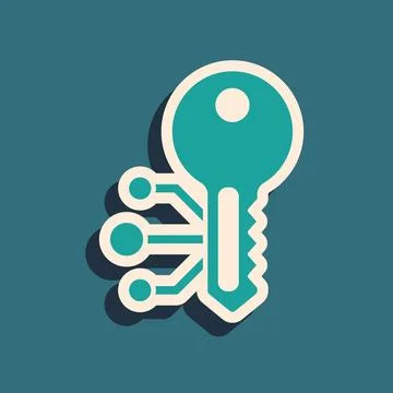 Green Cryptocurrency key icon isolated on green background. Concept of cybe.. Stockillustratie