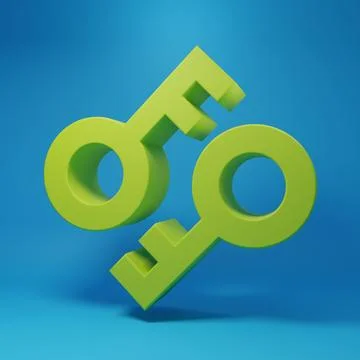 Green Cryptocurrency key icon isolated on blue background. Concept of cyber.. Stock Illustration