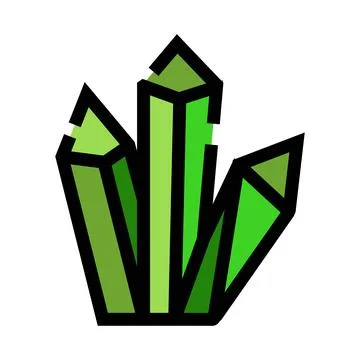 Green crystal cluster icon representing mineral wealth and gems Stock Illustration