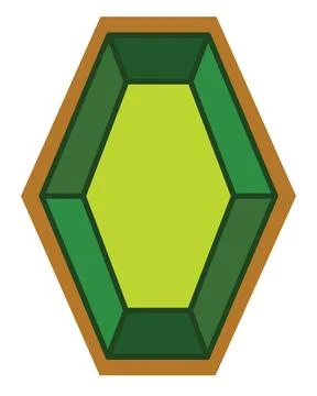Green Crystal Gemstone - Vector Full Color Element. Jewelry Stone, Pendant Decor Stock Illustration