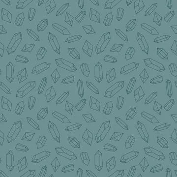 Green crystal seamless repeat pattern vector, gem stone design. Stock Illustration