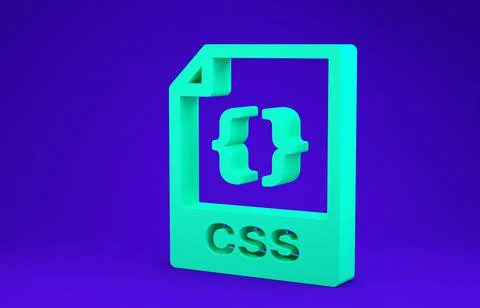 Green CSS file document. Download css button icon isolated on blue background Stock Illustration