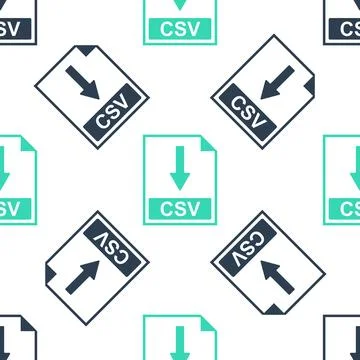 Green CSV file document icon. Download CSV button icon isolated seamless pattern Stock Illustration