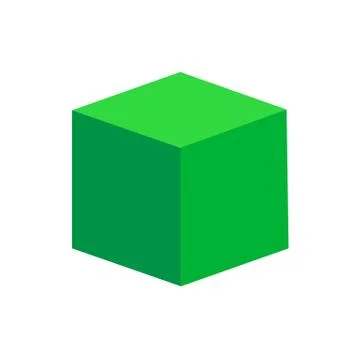 Green cube basic simple 3d shapes isolated on white background, geometric cub Illustrazione stock