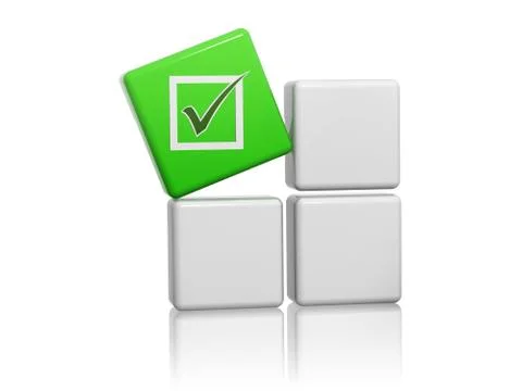 Green cube with check sign on boxes Stock Illustration
