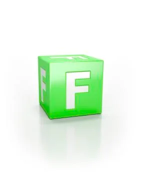 Green cube, F Stock Illustration