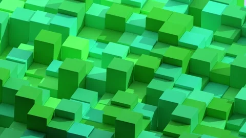 Green cube grid isometric 3D animation seamless loop Stock Footage 347719848