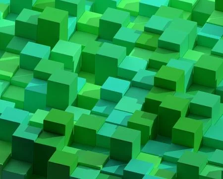Green cube grid isometric 3D abstract background Stock Illustration
