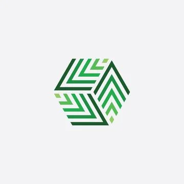 Green cube hexagon logo vector box icon Stock Illustration