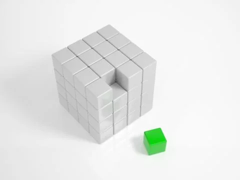 Green cube is the missing piece Stock Illustration