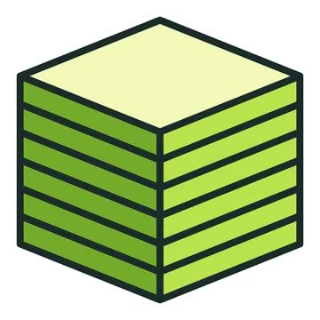 Green Cube Printed on 3d printer vector Additive Manufacturing colored icon.. Stock Illustration