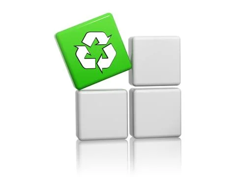 Green cube with recycle sign on boxes Stock Illustration