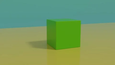 Green cube rolling on the ground. 3d animation. Stockbeeldmateriaal 272223838