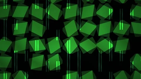 Green cube shapes falling down fast. Stock Footage 340031631
