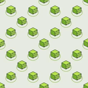 Green Cube vector 3D Printing Technology colored seamless pattern Illustrazione stock