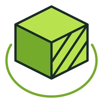 Green Cube vector 3D Printing Technology colored icon or design element Stock Illustration