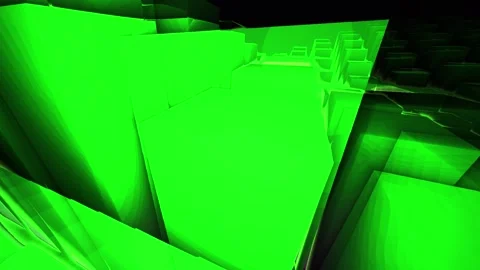 Green cubes in a dark room. Stock Footage 334885108
