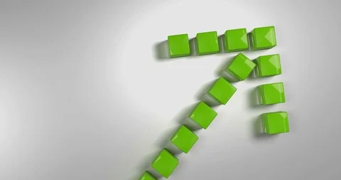 Green cubes fall from above and form an arrow when landing. Stock-Footage 92159463
