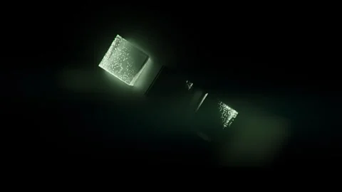 Green Cubes Glow in an abstract animation Stock Footage 253562202