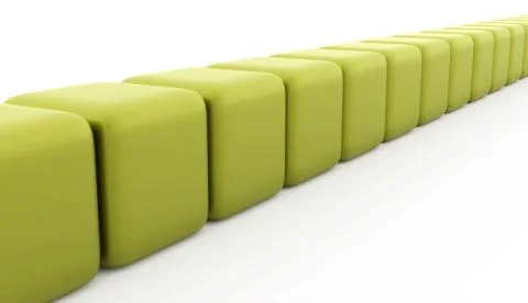 Green cubes rendered on white background Stock Illustration