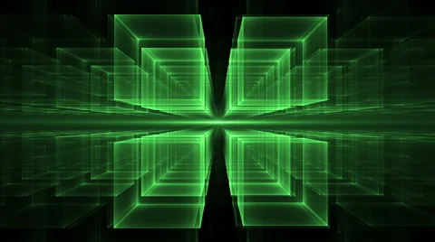 Green Cubes Rotating in Perspective Stock Footage 58174042