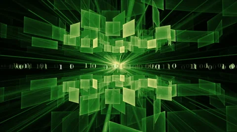 Green Cubes in Rotation, Internet Concept 動画素材 50388945