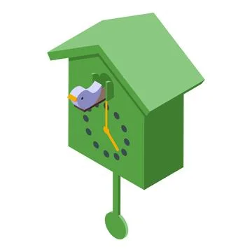 Green Cuckoo Clock icon isometric vector. Pendulum bird Stock Illustration