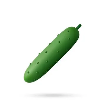Green cucumber 3d icon. Stock Illustration
